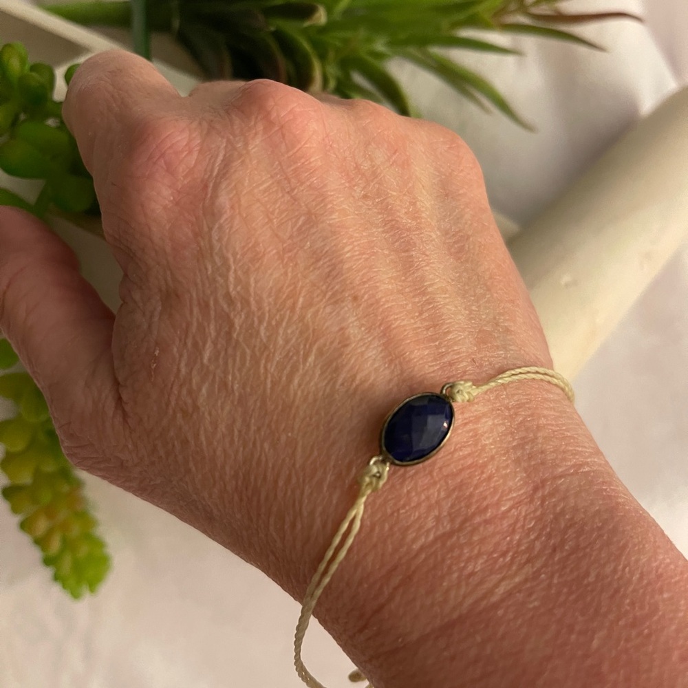 Pura Vida Beige Wax cord Navy Bracelet